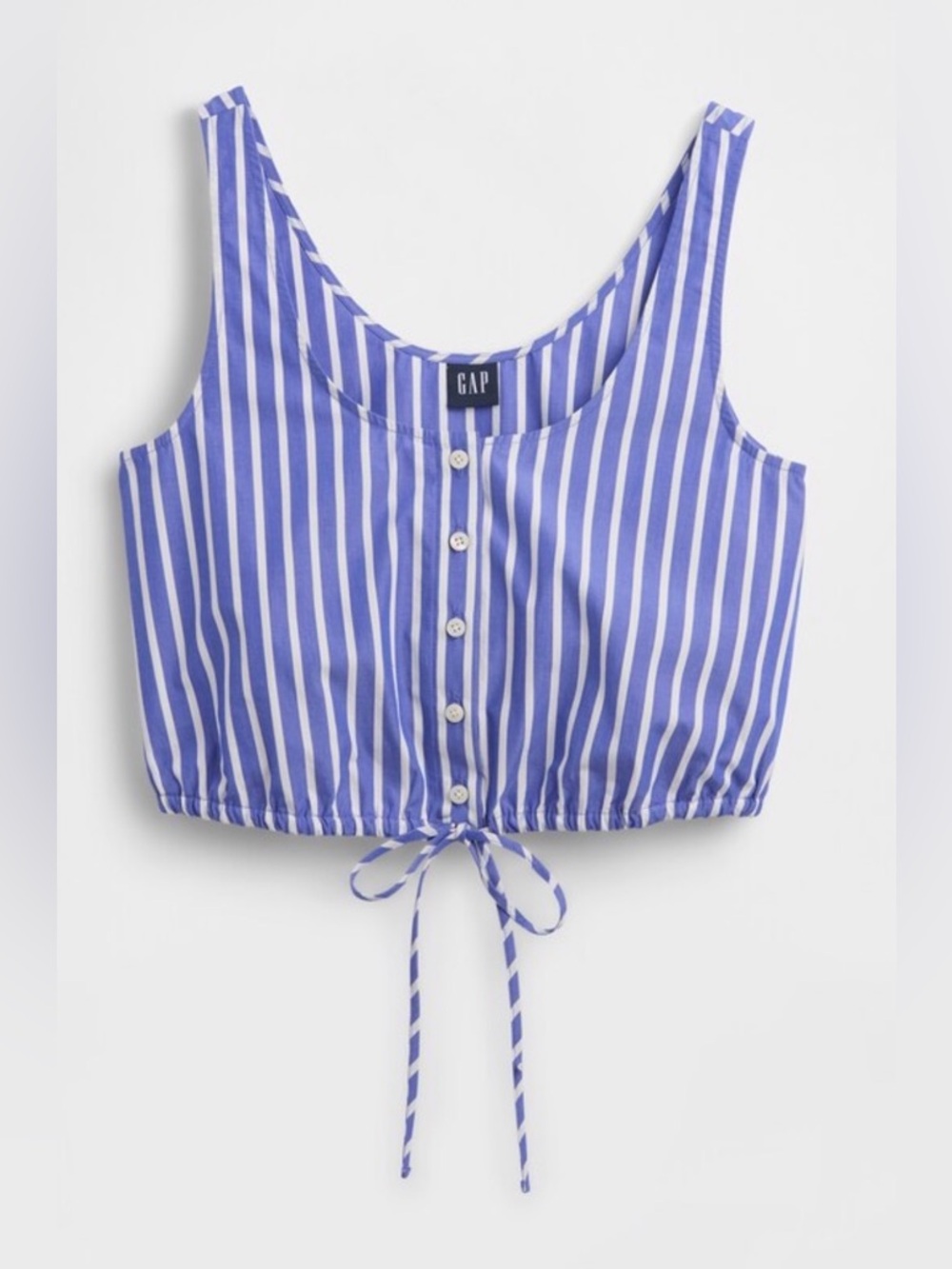 GAP Blue & White Striped Cinched-Hem Crop Top - Picture 4 of 7